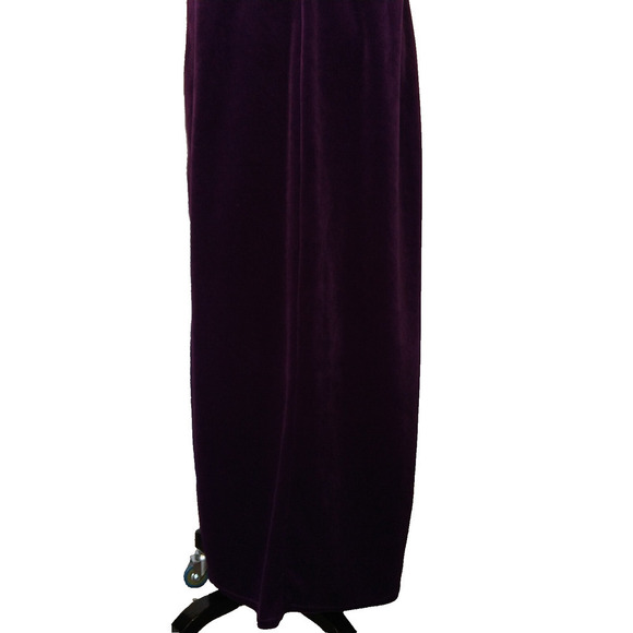 Vintage Y2K Prom Dress Size L Jalate Purple Floral Embroidered Maxi Velvet Prom - Picture 8 of 10
